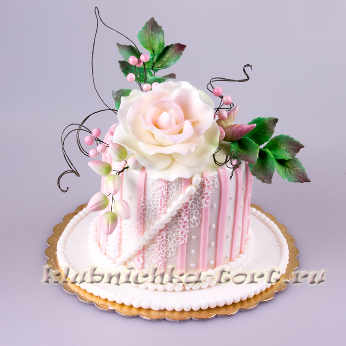 Торт на заказ "Элегантная роза" 1700руб/кг + цветы 2500руб